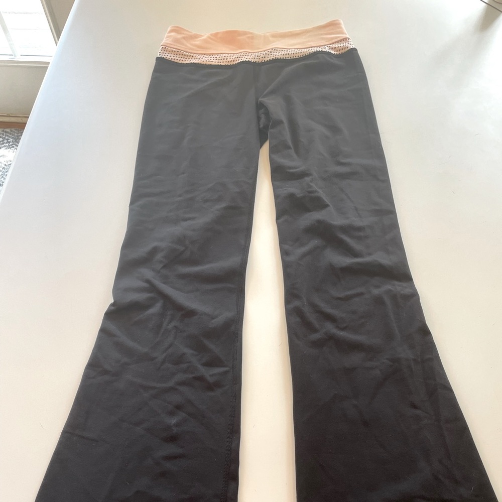 lululemon athletica Black Boot Cut Pants with Peach Waistband
